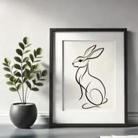  Minimalist Hare Line Art Print | Animal Wall Art