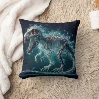 Running Dinosaur Skeleton in Dreamy Land Throw Pillow