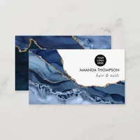 Navy and Gold Agate Precious stone Business Card