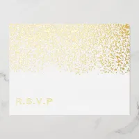 White and Gold Foil Wedding RSVP Foil Holiday Postcard