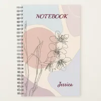 Trendy Pastel Abstract Shape Flower Monogram Notebook