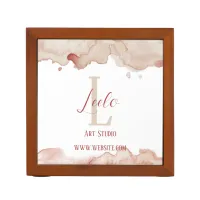 Pink Watercolor Office Desk Organizer