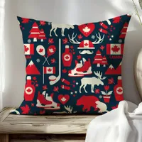 Canada Canadian Christmas Winter Moose Pattern Throw Pillow