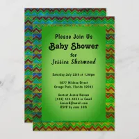 Aztec Tribal Abstract Baby Shower Chevron Green Invitation