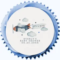 Vintage Airplane It's A Boy Baby Shower Edible Frosting Rounds