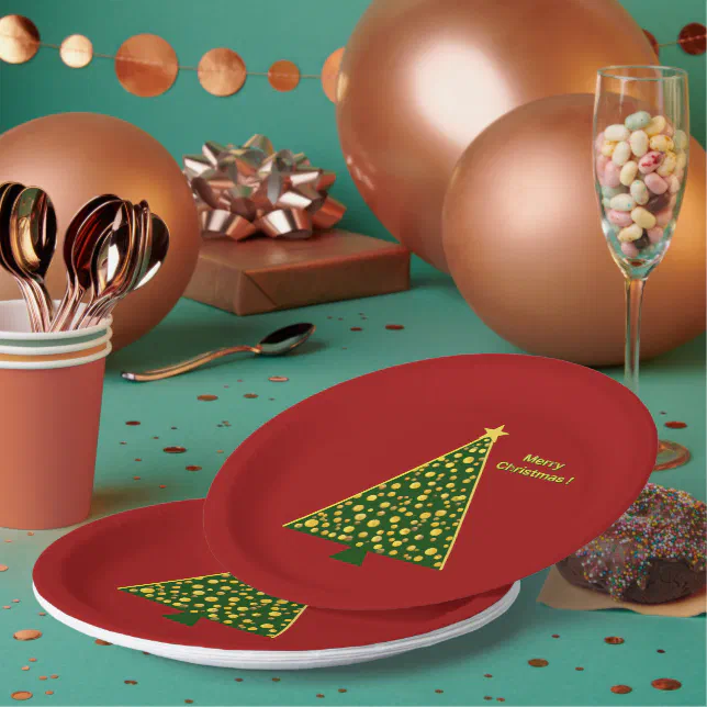 Modern Christmas Tree Paper Plates