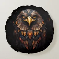 Eagle portrait on a black background  round pillow