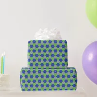 Blue, Grey, and Green Nested Hexagons Wrapping Paper