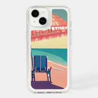 Coral Beach Chair, Umbrella, Teal Beach Speck iPhone 14 Case