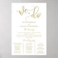 Wedding Program Sign Size Gold Calligraphy