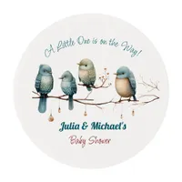 Whimsical Birds on Branches  Pastel Baby Shower Edible Frosting Rounds