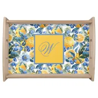 Blue and Yellow Lemon Serving Tray