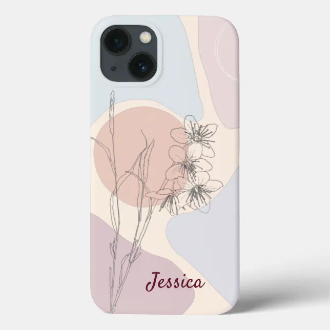 Modern Pastel Abstract Shapes Flower Monogram Case-Mate iPhone Case