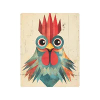 Geometric Rooster Portrait Metal Print