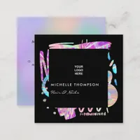 Faux Holographic Boho Square Business Card