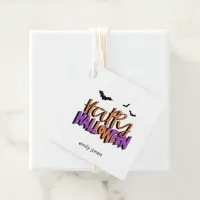 Happy Halloween Typography w/Bats Orange ID685 Favor Tags