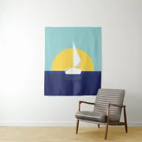 Nautical Sailboat Sunrise Ocean Landscape Tapestry