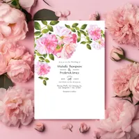 Pink Rose Garden Wedding Invitation