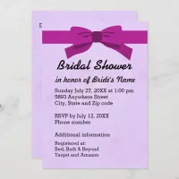 Light Purple with Heart & Purple Bow Bridal Shower Invitation
