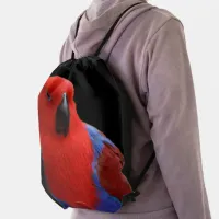 Beautiful "Lady in Red" Eclectus Parrot Drawstring Bag