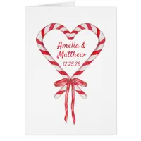 Chic Candy Cane Heart and Bow Christmas Wedding