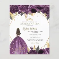 Budget Purple Princess Quincea&#241;era Invitation