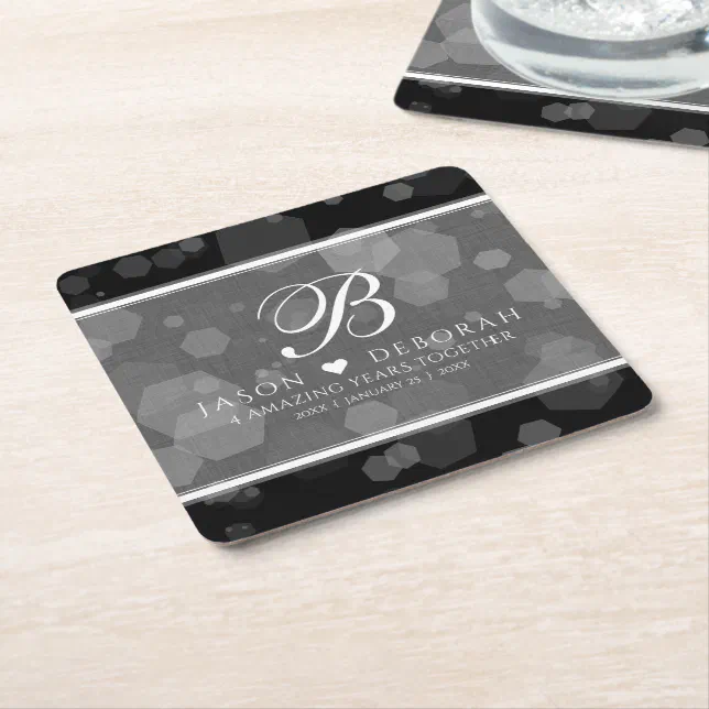 Elegant 4th Linen Wedding Anniversary Celebration Square Paper Coaster