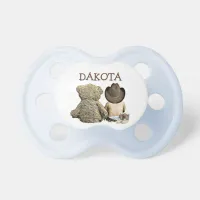 Personalized Cowboy and Teddy Bear Baby Pacifier