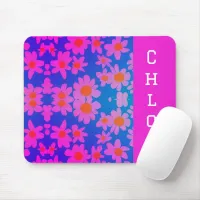 daisies hot pink purple orange & blue cute girly  mouse pad