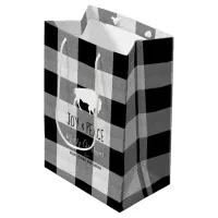 Buffalo Plaid Black and White Joy & Peace ID603 Medium Gift Bag