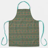 Southwestern Copper Teal Geometric Pattern Apron