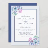 Dusty Purple Succulent Botanical Wedding Invitation