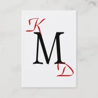 Customizable Black and Red Monogram Business Cards