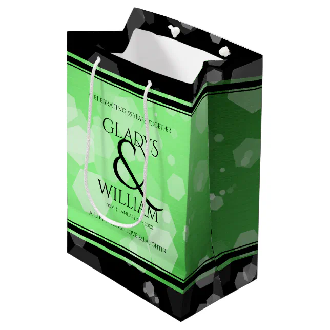 Elegant 20th 38th 55th Emerald Wedding Anniversary Medium Gift Bag