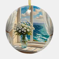 Pretty Ocean Scene | Merry Christmas Ceramic Ornament