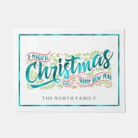 Magical Christmas Typography Teal ID441 Doormat