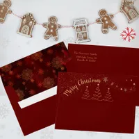 Modern Red Gold Christmas Trees Envelope