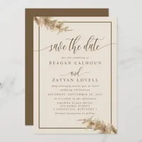 Pampas Grass Modern Calligraphy Save The Date