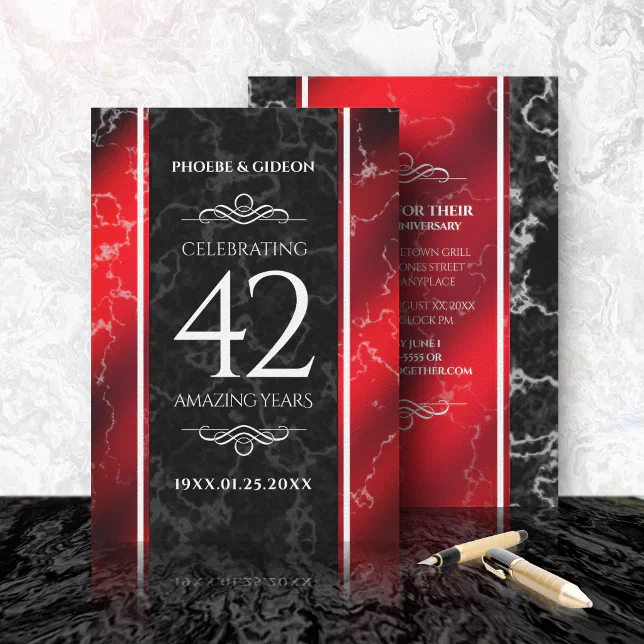 Elegant 42nd Jasper Wedding Anniversary Invitation