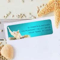 Ocean Teal Blue Aqua Seashells Beach Address Label