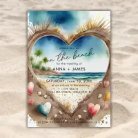 On The Beach Tropical Ocean Watercolor Wedding Invitation