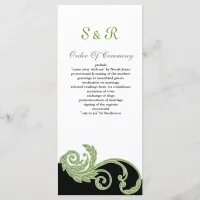 green,black and white Wedding program