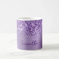 Glittery Glam Royal Purple Name Coffee Mug