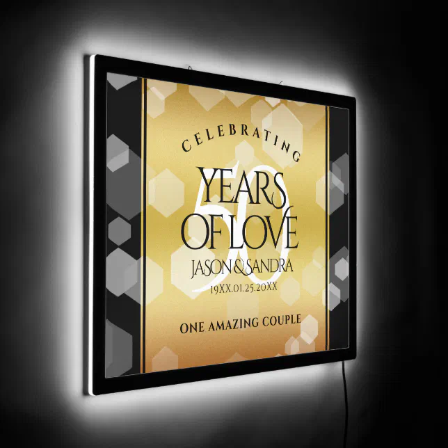 Elegant 50th Golden Wedding Anniversary LED Sign