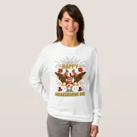 Gnome Dabbing Turkeys Thanksgiving Day Long Sleeve T-Shirt