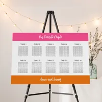 Pink White Orange 10 Table Seating Chart Foam Board