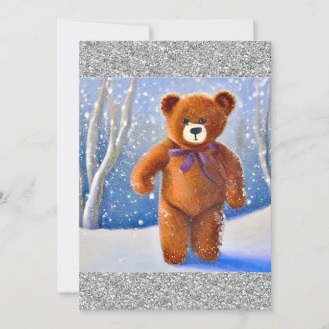 Christmas Socks Bear in the Snow Invitation