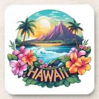 Hawaii Aloha Tropical Beach Mountains Travel  Beverage Coaster