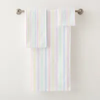 Vertical Rainbow Candy Stripe Bath Towel Set