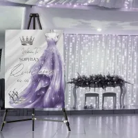 Silver Purple Dress Quincea&#241;era Welcome Sign